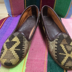 Handmade 41-EU  10,5-US  Kilim Shoes, Unique Loafers , Handmade Shoes, Genuine Leather Sole, Gift Shoes Unique Shoes for woman
