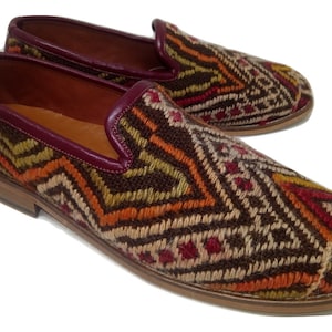 Handmade 41-EU  9-US  Kilim Shoes, Unique Loafers , Handmade Shoes, Genuine Leather Sole, Gift Shoes Unique Shoes for man