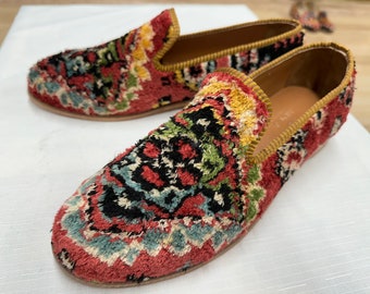 Velvet Loafers 44-EU (11-US) Unique Shoes, Handmade Shoes, Gift Shoes, Bohemian Shoes for Man