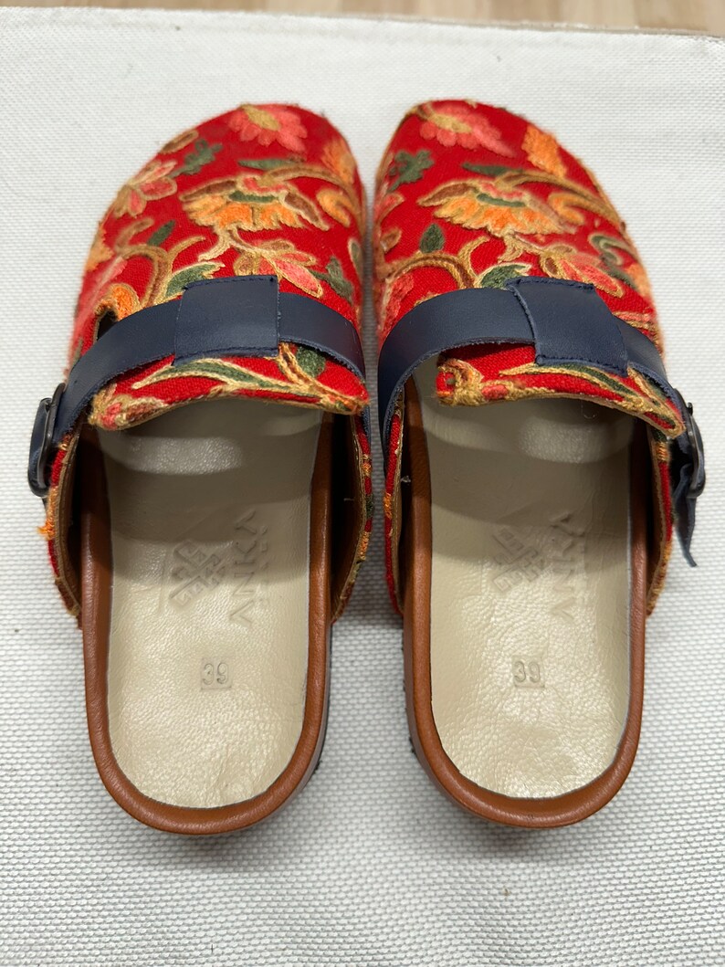 Handmade mules us-9 eu-39 emdroidered slippers image 6