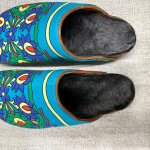 Handmade  us-7 (eu-37) mules fabric slippers for woman
