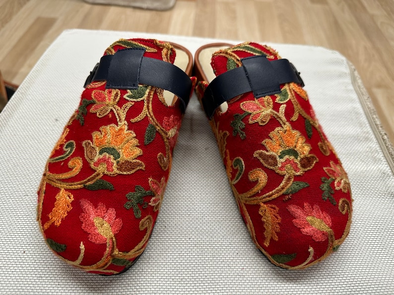 Handmade mules us-9 eu-39 emdroidered slippers image 2