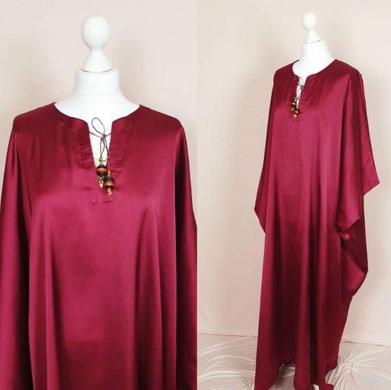 burgundy kaftan dress