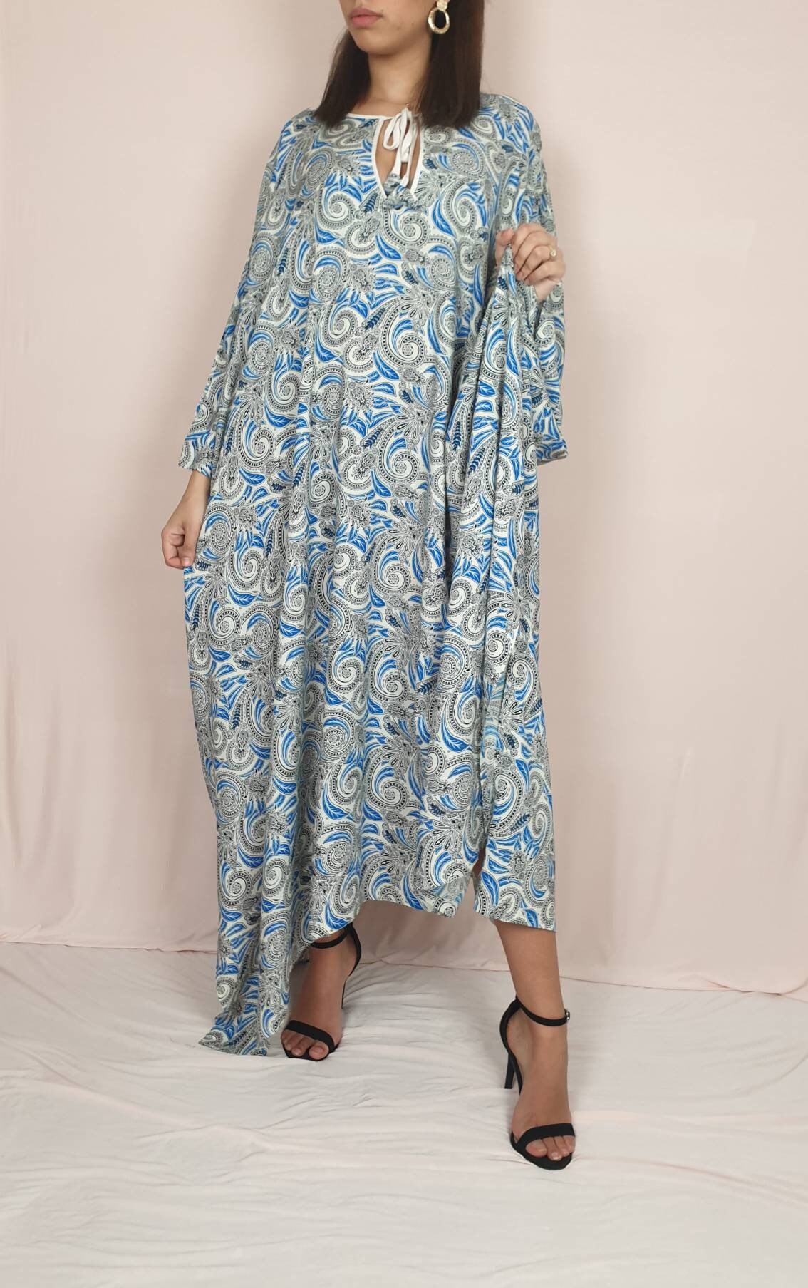 Image of Cotton Kaftan| Beach Dress| Slip On Oversize Caftan| Kaftan| Summer Party Boho Caftan Kaftanbliss