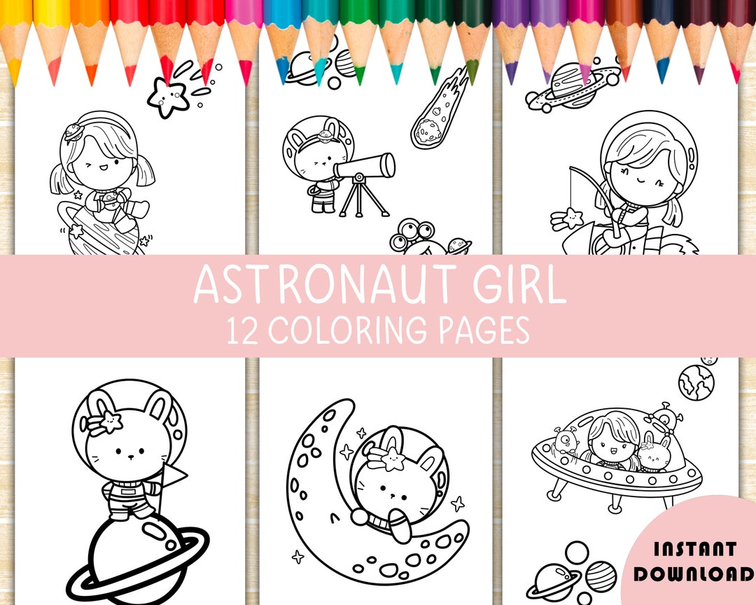 Coloring Pages Astronaut Girl Coloring Pages Space Coloring - Etsy