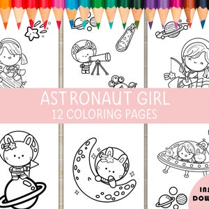 Coloring Pages Astronaut Girl Coloring Pages Space Coloring - Etsy