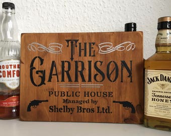 Peaky Blinders Gift, Peaky Blinders Sign, Peaky Blinders Merchandise 'The Garrison Pub' distressed wooden sign