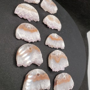 Set of 5 pairs of Amethyst Stalactite Cuts in the shape of Ghosts or Moons or Flowers