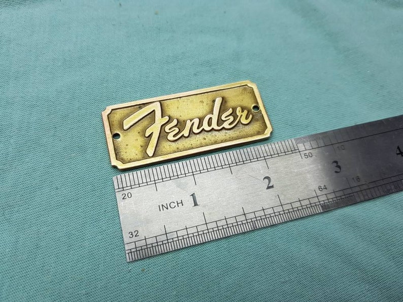 Fender '57 case or amp logo badge. Metallic vintage Etsy