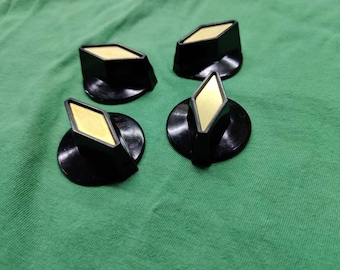 John Lennon 4 pcs Rickenbacker Tv / Cooker Black and golden diamond Bakelite Knobs Set for guitars 325, capri and other models