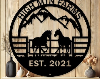 Personalized Horse Ranch Gate Metal Sign | Rustic Equine Farm Decor