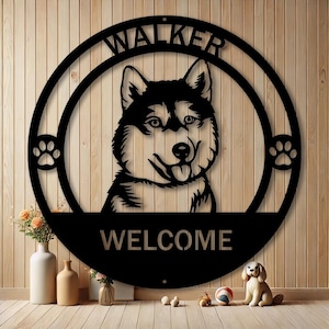 Personalized Siberian Husky Metal Sign | Custom Pet Gifts