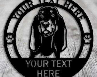 Personalized Black and Tan Coonhound Metal Art Sign