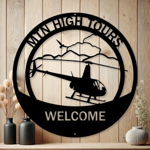 Personalized Robinson R22 Helicopter Metal Sign | Custom Aviation Decor