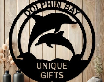 Personalized Dolphin Metal Sign | Custom Beach House Decor