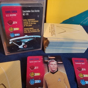 73 Cards Lot: Star Trek TOS The Card Game, Fleer/Skybox 1996 Vintage TCG, No Duplicates (63 Base Set, 10 Expansion set cards)