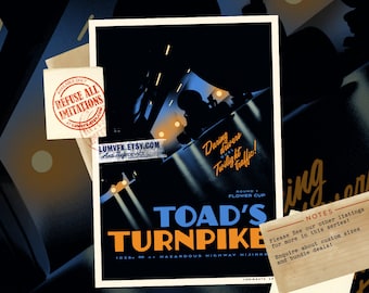 Mario Kart Inspired Toad's Turnpike Vintage Style Artwork - Poster Print