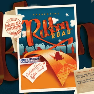 Mario Kart inspiriertes Ribbon Road Vintage Kunstwerk - Posterdruck