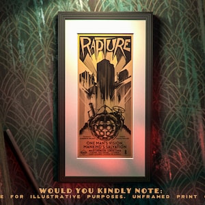 Bioshock Rapture Print - Art Deco Vintage style Poster inspired by Bioshock and Metropolis Unframed