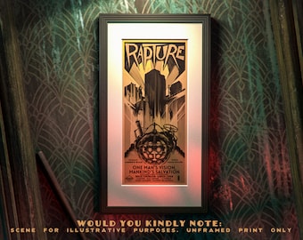 Bioshock Rapture Print - Art Deco Vintage style Poster inspired by Bioshock and Metropolis Unframed