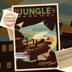 Mario Kart Inspired DK's Jungle Parkway Vintage Style Artwork - Poster Print
