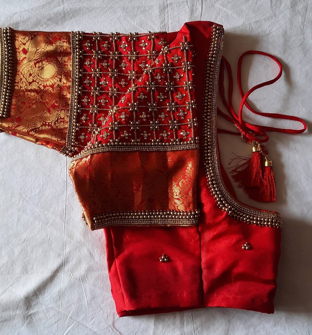 Kanchipuram Pattu Saree Aari Work Blouse Wedding Aari Work - Etsy ...