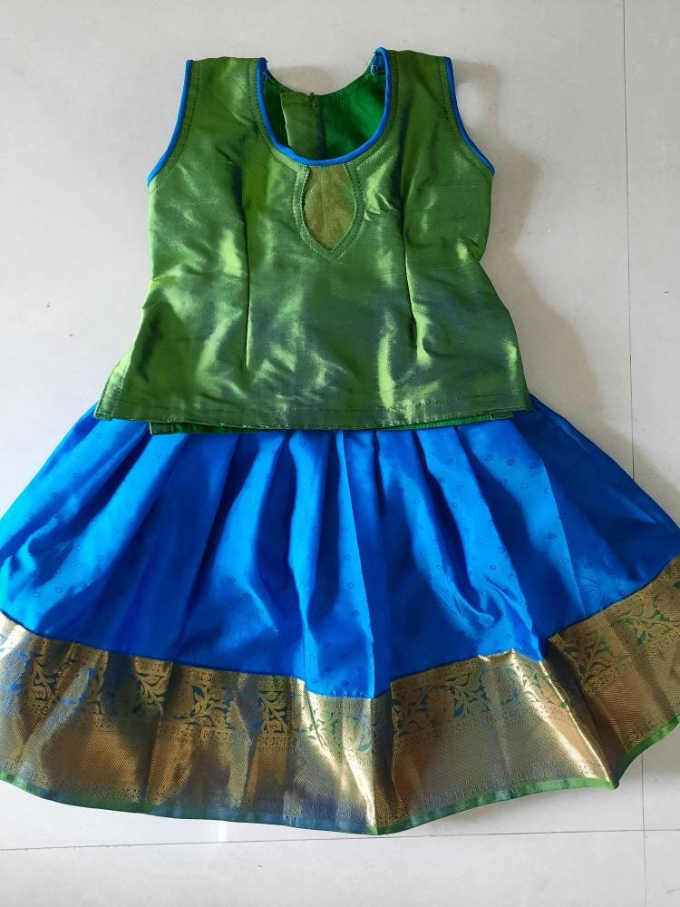 Pattu Pavadai for Girl Baby Kanchipuram Silk Lehanga and | Etsy