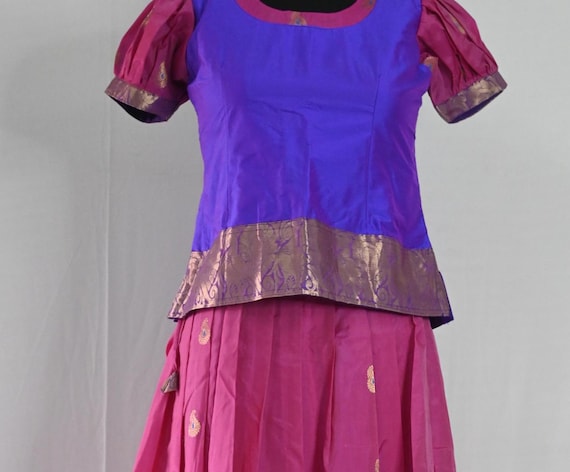 Buy Pink Kanchipuram Silk Pattu Pavadai: Indian Ethnic Dress Online in  India - Etsy
