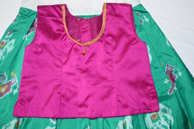 Girls' Pochampalli Ikat Silk Lehenga Choli: Indian Ethnic Party Wear image 2