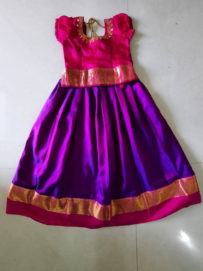 Pattu pavadai for girl baby Kanchipuram silk lehanga and Etsy