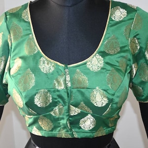 Green Saree Blouse: Readymade Choli Top