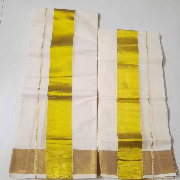 Traditonal kerala cotton set mundu  - women ethnic wear - kasavu .