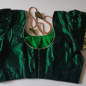 Green Silk Saree Blouse: Readymade Choli