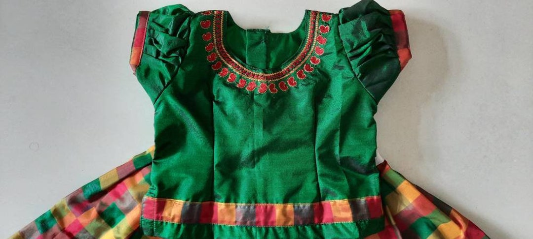 white christmas dresses Girls Blue Kerala Kasavu Tissue Sky Blue Pattu Pavadai with Handcrafted  Pintuck Top