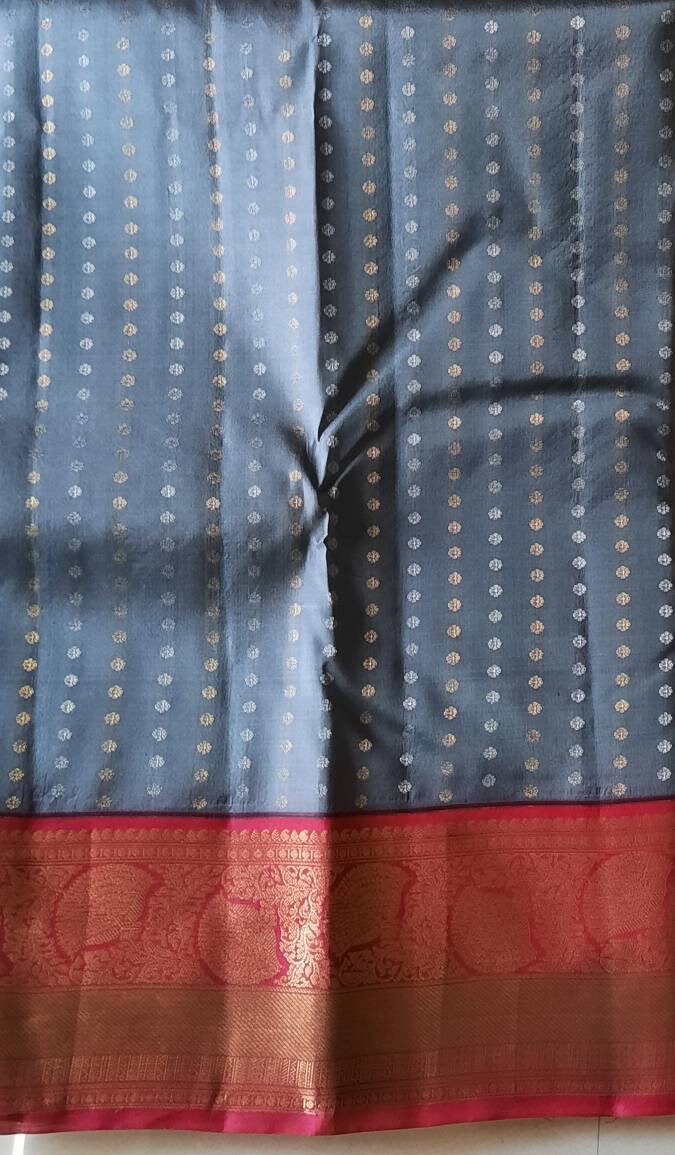 Grey With Pink Pattu Pavadai Kanchipuram Silk Lehanga and - Etsy
