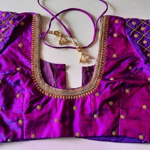 Kanchipuram pattu saree aari work blouse - wedding aari work blouse - silk blouse for saree