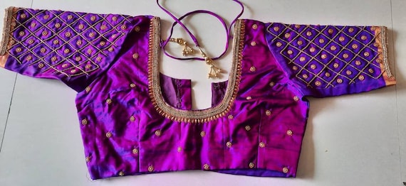 Kanchipuram Pattu Saree Aari Work Blouse Wedding Aari Work Blouse Silk Blouse for Saree Etsy Canada
