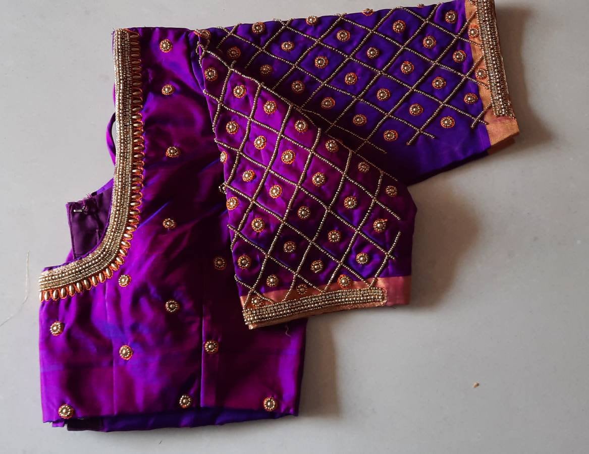 Kanchipuram Pattu Saree Aari Work Blouse Wedding Aari Work - Etsy