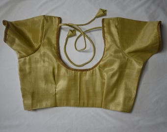 Golden Saree Blouse: Readymade Beige Zari Fabric