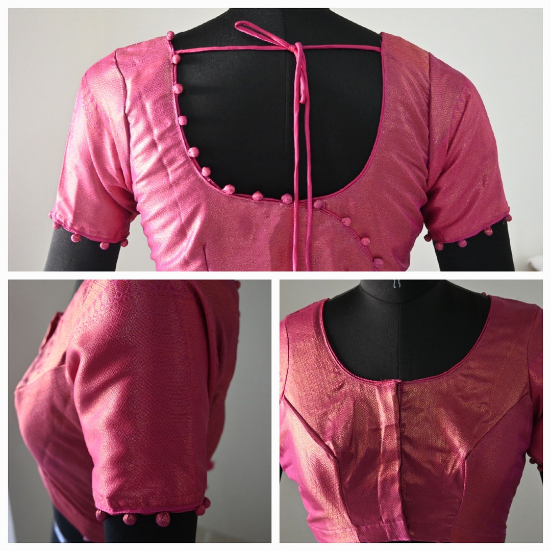 Women's Tissue Pink Embroidered Designer Saree With Blouse Piece main image 0