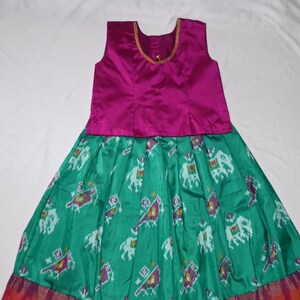 Girls' Pochampalli Ikat Silk Lehenga Choli: Indian Ethnic Party Wear image 5