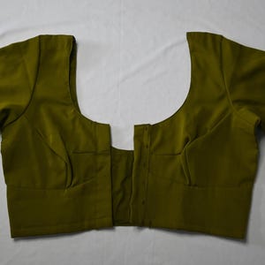 Ready made olive green silk cotton saree blouse - women&#39;s pattu sari blouse .