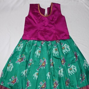 Girls' Pochampalli Ikat Silk Lehenga Choli: Indian Ethnic Party Wear image 1