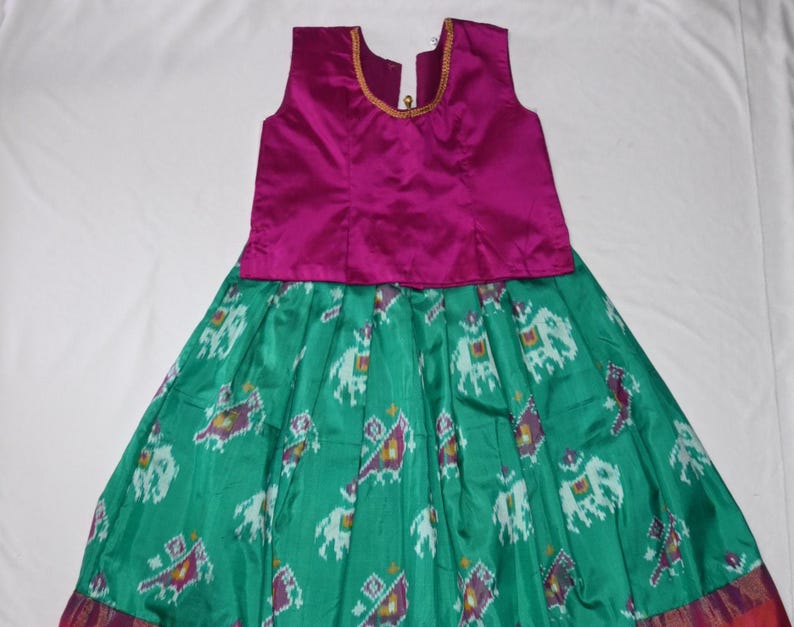 Girls' Pochampalli Ikat Silk Lehenga Choli: Indian Ethnic Party Wear image 1