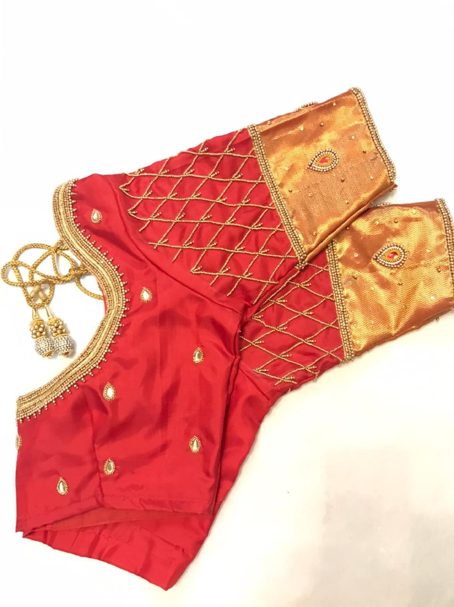 aari work for red blouse