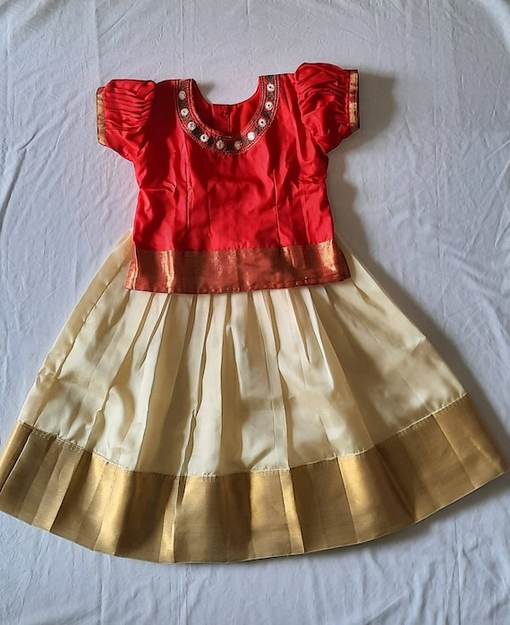 Pattu Pavadai for Girl Baby Kanchipuram Silk Lehanga Choli | Etsy