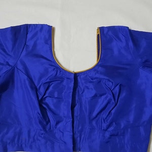 Ready made royal blue silk cotton blouse with golden piping - women&#39;s saree blouse .