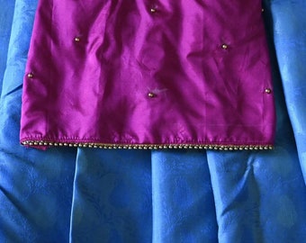 Pattu  langa for girls - teens lehanga and choli - infant dress - blue and pink skirt and top - traditional Indian wear