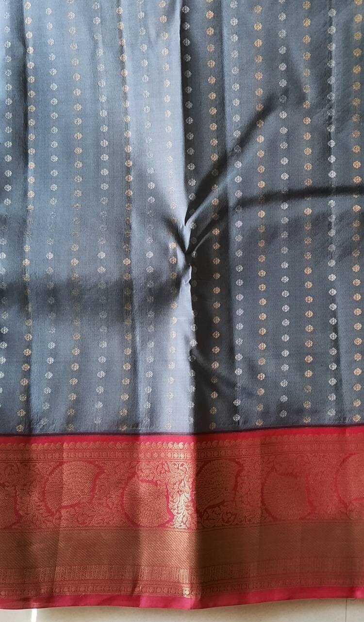 Grey With Pink Pattu Pavadai Kanchipuram Silk Lehanga and - Etsy