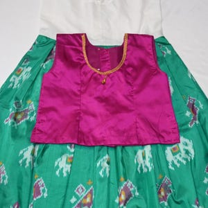 Girls' Pochampalli Ikat Silk Lehenga Choli: Indian Ethnic Party Wear image 6